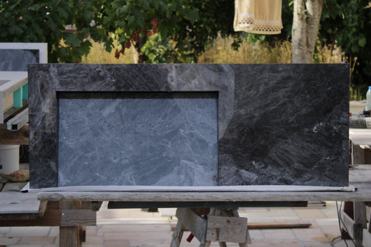 Lavatório em porcelanato marmore cinza 120x50x15