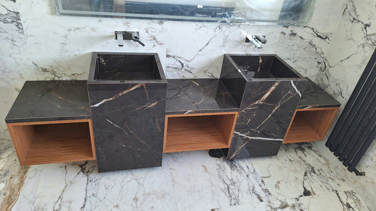 Conjunto lavatórios mais bancada  240x50x85