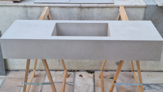 Lavatório em porcelanato beje claro 100x35x15cm