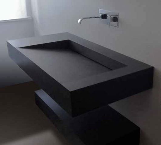 Lavatório em porcelanato preto mat 100x50x50 com ralo oculto limpeza por baixo de fácil acesso